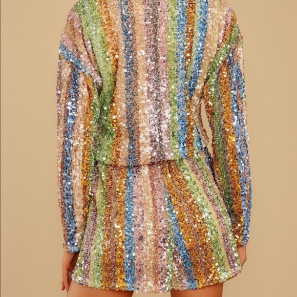 NWT Endless Rose Striped Sequin Romper XS - Picture 16 of 16